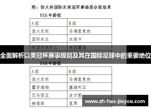 全面解析以美冠杯赛事级别及其在国际足球中的重要地位